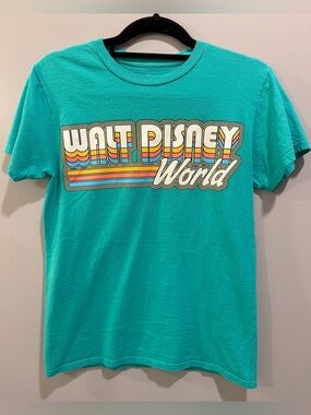 Disney Walt Disney World Retro Printed Logo Tee Teal Green / Blue Size S